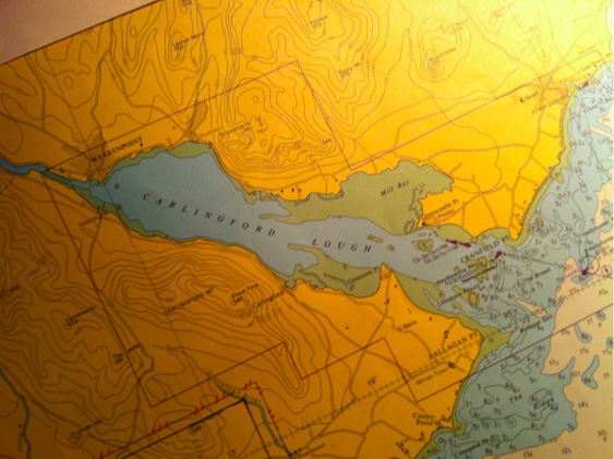 La carta náutica del aproche a Warrenpoint.